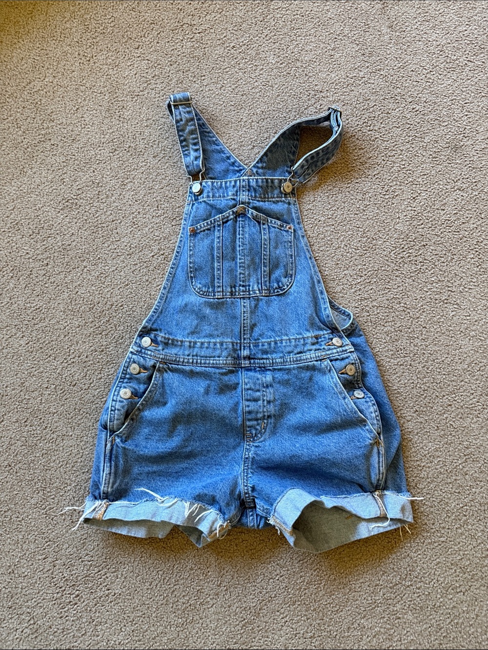 Old Navy Blue Denim Overalls with Contrast Stitching